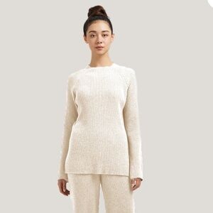 GENTLE HERD leisure rib knit cashmere wool sweater ivory white size medium